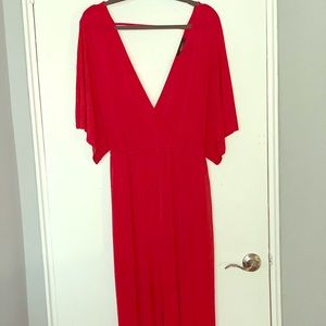 Forever 21 Red Plunge Jumpsuit